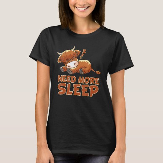 Funny Sleeping Highland Cattle Cow Pajama Bedtime T-Shirt (Vorderseite)