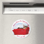 Funny Sleeping Kitten in Red Basket Custom Foto Magnet (In Situ (Geschirrspüler))