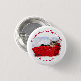 Funny Sleeping Kitten in Red Basket Template Button