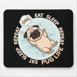 Funny Sleeping Pug Mouse Pad | Eat Sleep Repeat Mousepad