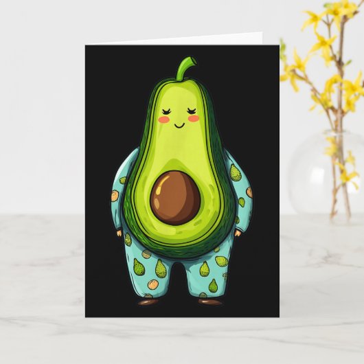 Funny Sleepy Avocado In Pajama Costume For Boys An Karte (Gelbe Blume)