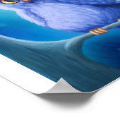 Funny Sleepy Blue Owl Poster (Ecke)