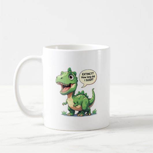 Funny Sleepy Dinosaur Benutzerdefinierter Text Kaffeetasse (Links)