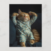 Funny Sleepy Ginger Kitty in PJs Postkarte (Vorderseite)