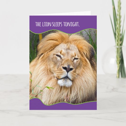 Funny Sleepy Lion Birthday Karte (Vorderseite)