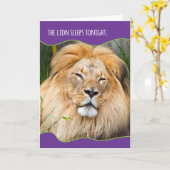 Funny Sleepy Lion Birthday Karte (Gelbe Blume)
