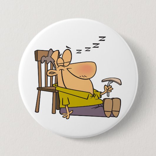 Funny Sleepy Man Napping mit Sandwich Button (Vorderseite)