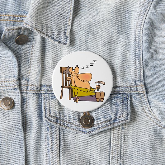 Funny Sleepy Man Napping mit Sandwich Button