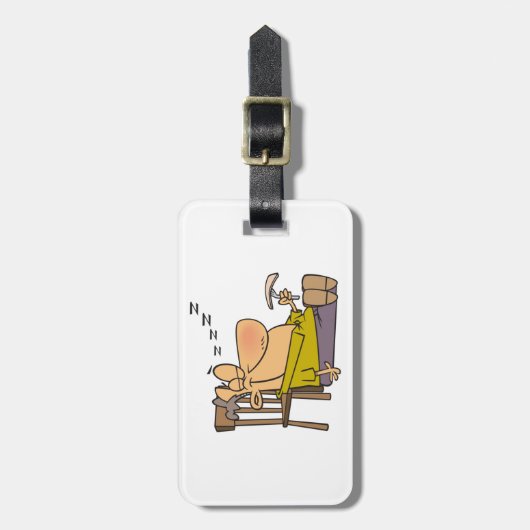 Funny Sleepy Man Napping mit Sandwich Gepäckanhänger (Vorderseite vertikal)