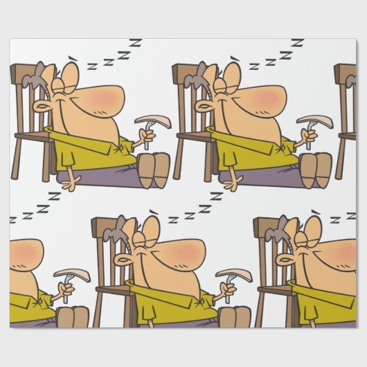 Funny Sleepy Man Napping mit Sandwich Geschenkpapier (Flach)