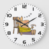 Funny Sleepy Man Napping mit Sandwich Große Wanduhr (Vorderseite)