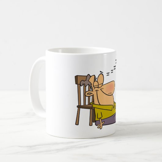 Funny Sleepy Man Napping mit Sandwich Kaffeetasse (Vorderseite Links)