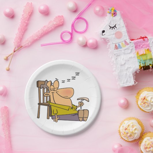 Funny Sleepy Man Napping mit Sandwich Pappteller (Party)