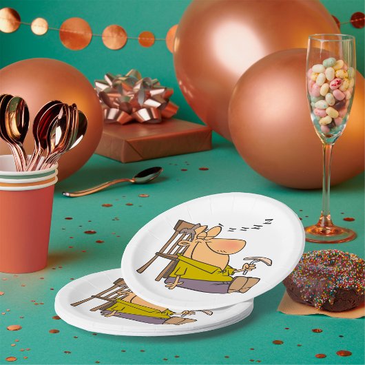 Funny Sleepy Man Napping mit Sandwich Pappteller