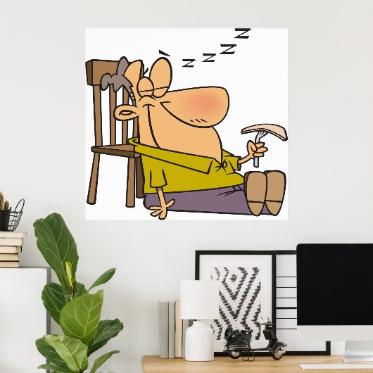 Funny Sleepy Man Napping mit Sandwich Poster (Heimbüro)