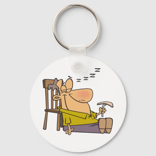 Funny Sleepy Man Napping mit Sandwich Schlüsselanhänger (Vorderseite)