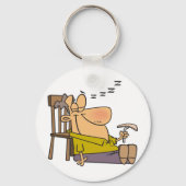 Funny Sleepy Man Napping mit Sandwich Schlüsselanhänger (Rückseite)