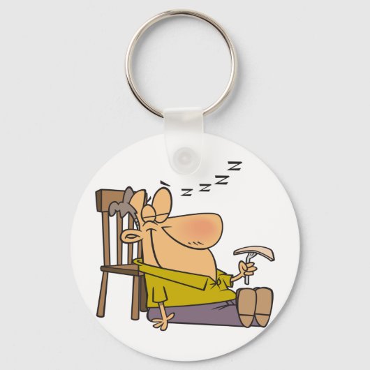 Funny Sleepy Man Napping mit Sandwich Schlüsselanhänger (Rückseite)