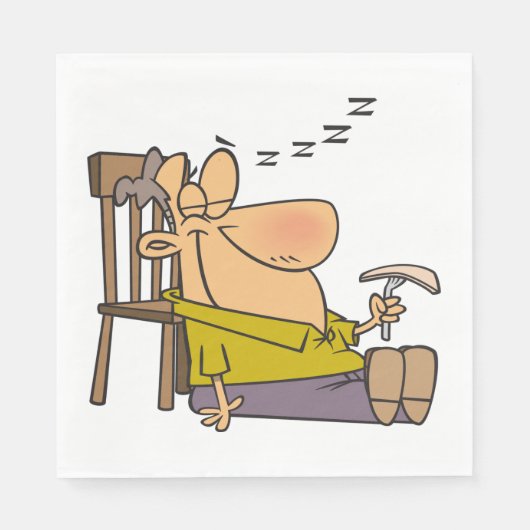 Funny Sleepy Man Napping mit Sandwich Serviette (Vorderseite)