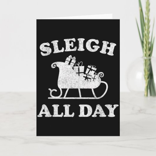 Funny Sleigh All Day Christmas In July Retro Vinta Karte (Vorderseite)