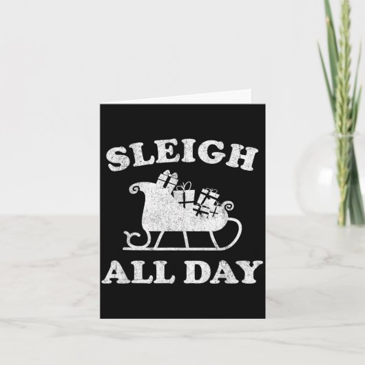 Funny Sleigh All Day Christmas In July Retro Vinta Karte (Vorderseite)