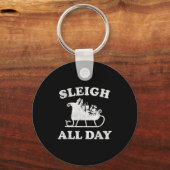 Funny Sleigh All Day Christmas In July Retro Vinta Schlüsselanhänger (Vorderseite)