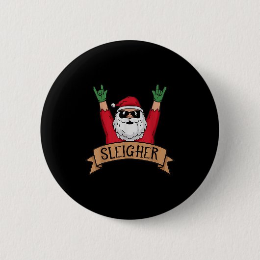 Funny Sleigher Rock'n'Roll Santa Claus Weihnachten Button (Vorderseite)