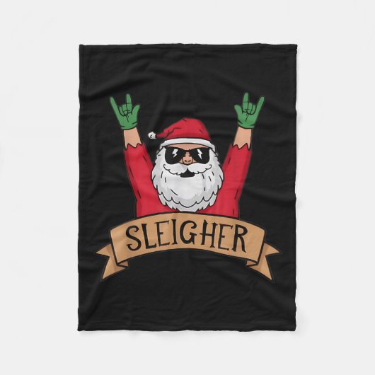 Funny Sleigher Rock'n'Roll Santa Claus Weihnachten Fleecedecke (Vorderseite)