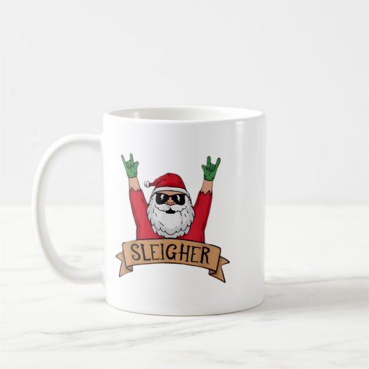 Funny Sleigher Rock'n'Roll Santa Claus Weihnachten Kaffeetasse (Links)