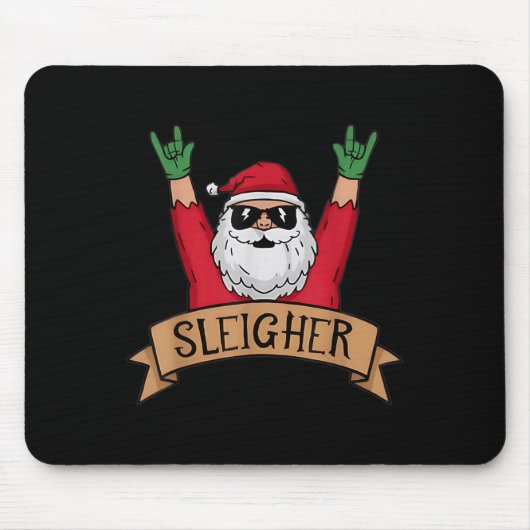 Funny Sleigher Rock'n'Roll Santa Claus Weihnachten Mousepad (Vorne)