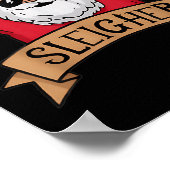 Funny Sleigher Rock'n'Roll Santa Claus Weihnachten Poster (Ecke)