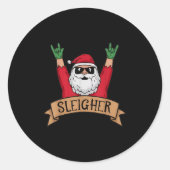 Funny Sleigher Rock'n'Roll Santa Claus Weihnachten Runder Aufkleber (Vorderseite)