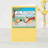 Funny Slobbery Bulldog Superhero Happy Birthday Karte (Gelbe Blume)