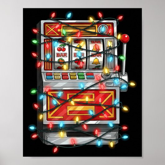 Funny Slot Machine Christmas Graphics Lights Lover Poster (Vorne)