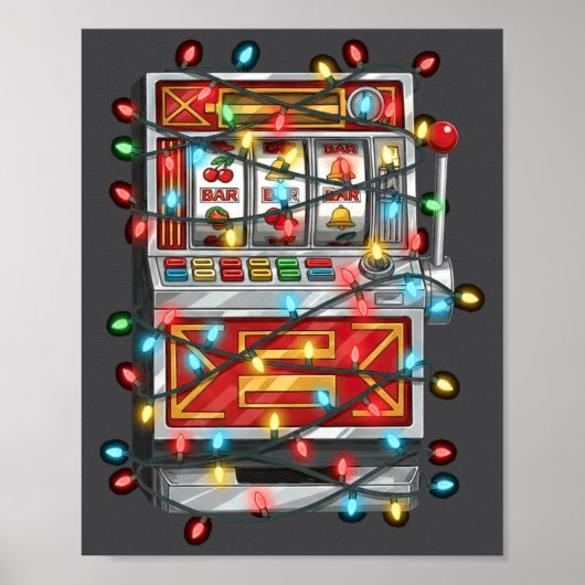 Funny Slot Machine Christmas Graphics Lights Lover Poster (Vorne)