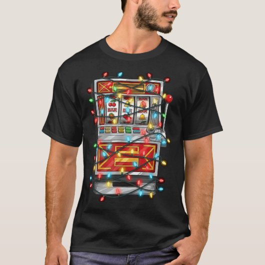 Funny Slot Machine Christmas Graphics Lights Lover T-Shirt (Vorderseite)