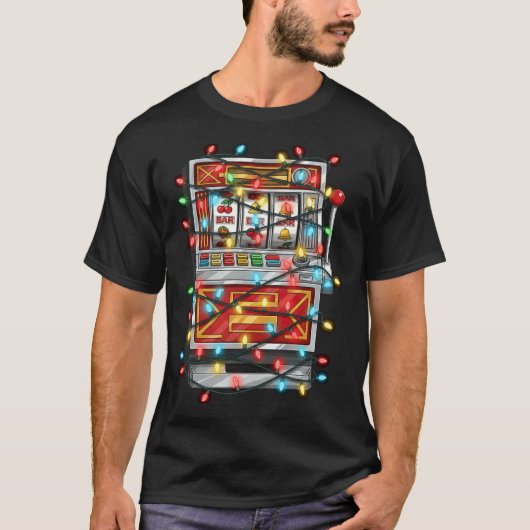 Funny Slot Machine Christmas Graphics Lights Lover T-Shirt (Vorderseite)