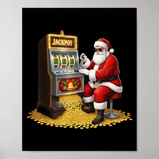 Funny Slot Machine Santa Christmas Graphic Casino Poster (Vorne)