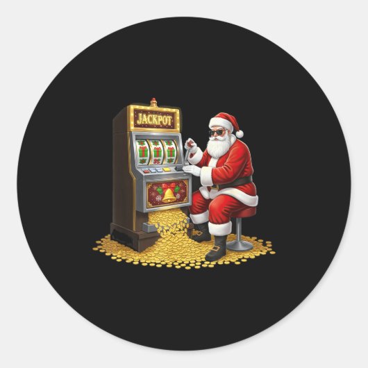 Funny Slot Machine Santa Christmas Graphic Casino  Runder Aufkleber (Vorderseite)