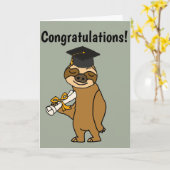 Funny Sloth Abschluss Cartoon Karte (Gelbe Blume)