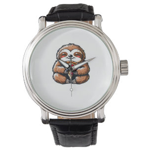 Funny Sloth aß Pizza, Kawaii Animal Lover Clas Armbanduhr