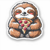 Funny Sloth aß Pizza, Kawaii Animal Lover Clas Aufkleber (Vorderseite)