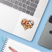 Funny Sloth aß Pizza, Kawaii Animal Lover Clas Aufkleber (Laptop mit iPhone)