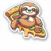 Funny Sloth aß Pizza, Kawaii Animal Lover Clas Aufkleber (Vorderseite)