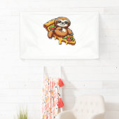 Funny Sloth aß Pizza, Kawaii Animal Lover Clas Banner (Insitu)