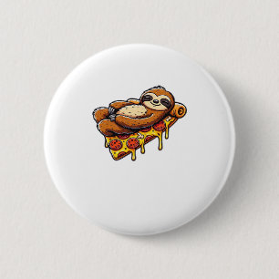 Funny Sloth aß Pizza, Kawaii Animal Lover Clas Button