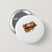 Funny Sloth aß Pizza, Kawaii Animal Lover Clas Button (Vorne & Hinten)