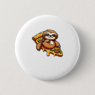 Funny Sloth aß Pizza, Kawaii Animal Lover Clas Button