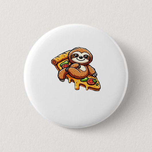 Funny Sloth aß Pizza, Kawaii Animal Lover Clas Button (Vorderseite)