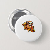 Funny Sloth aß Pizza, Kawaii Animal Lover Clas Button (Vorne & Hinten)